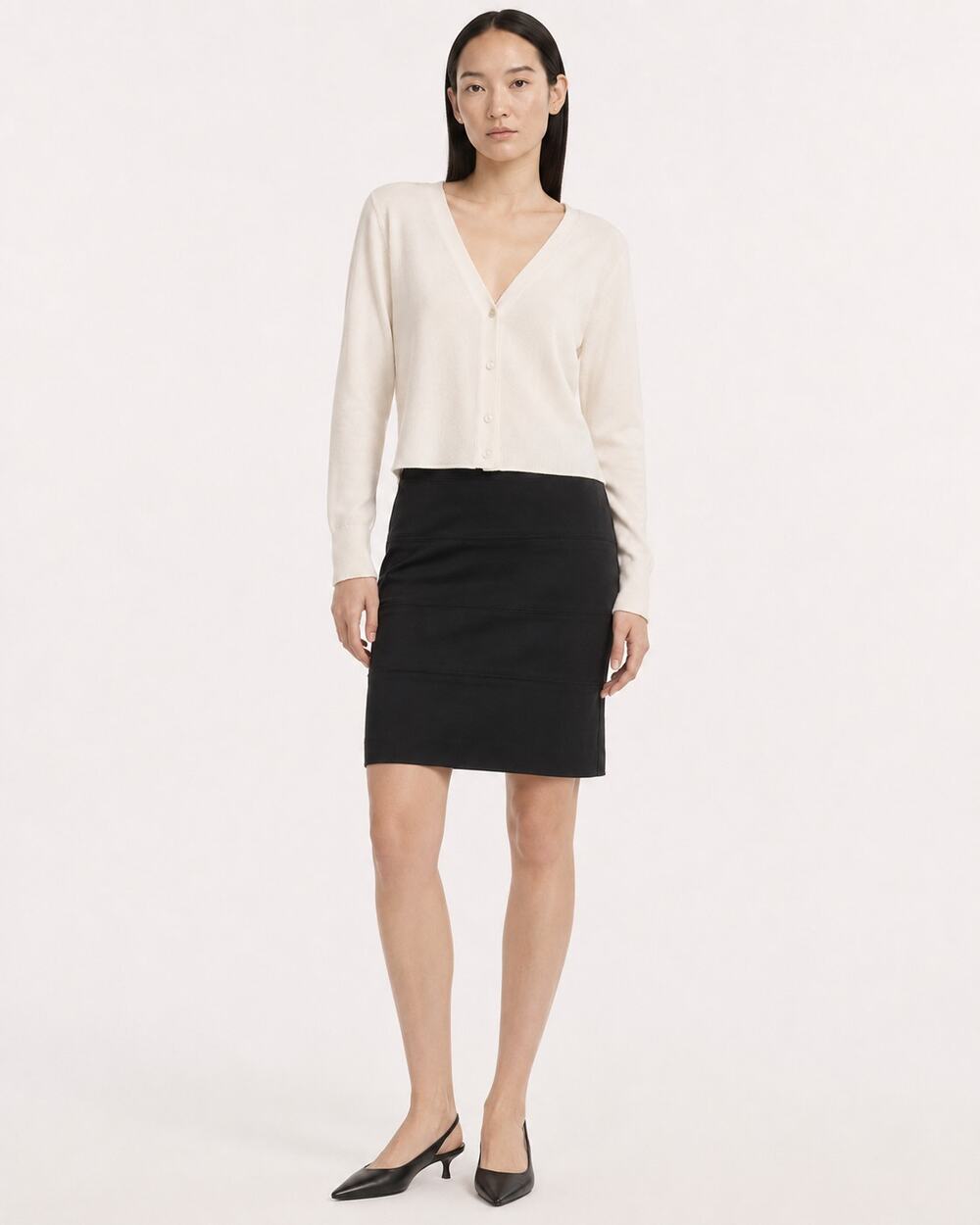 VINCE Black Ponte Knit Pencil Skirt Stretch | 6